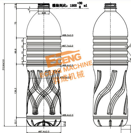 High Speed Semi Automatic Stretch Blow Molding Machine 16KW PET Bottle